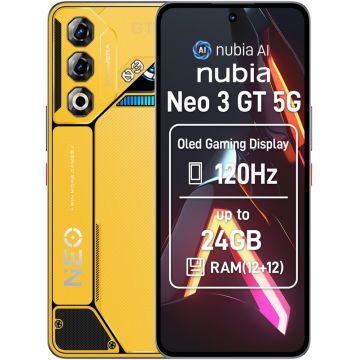Smartphone ZTE nubia Neo 3 GT, 256GB, 24GB RAM (12GB + 12GB extensibili), Dual SIM, 5G, Tri-Camera, Yellow