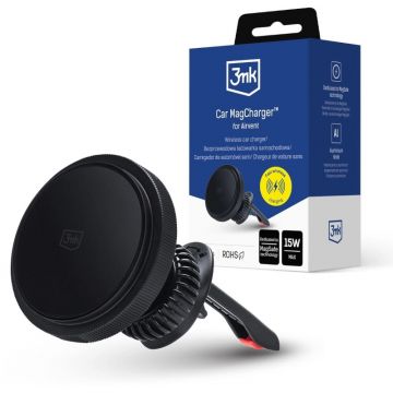 Suport 3MK Car MagCharger, Auto, MagSafe 15 W, Negru