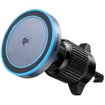 Suport Ugreen W708, Auto, Incarcare wireless Qi 15 W, Negru