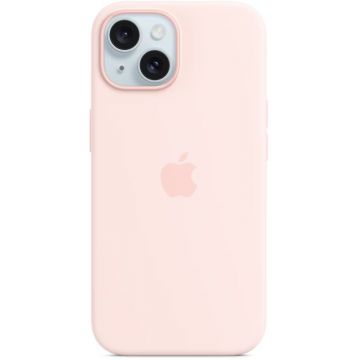 Apple Protectie pentru spate, material silicon, cu MagSafe pentru iPhone 15 Plus, culoare Light Pink