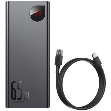 Baterie externa Baseus Adaman, 20000 mAh, 65W, Black, Power Delivery 3.0, QC 4.0, posibilitate incarcare laptop