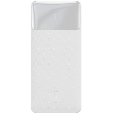 Baterie externa Baseus Bipow 20000 mAh, 2x USB, 1x USB-C, 15, White
