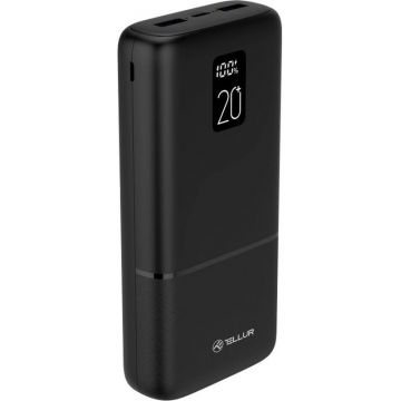 Baterie externa Tellur PD202 Boost Pro 20000 mAh 2x USB QC3.0 22.5W + PD 20W USB-C, Black
