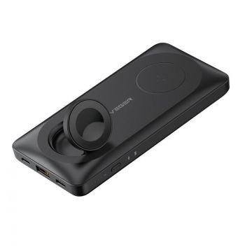 Baterie externa VEGER MagMulti W1156, 10000 mAh, 1x USB, 1x USB-C, 1x Lightning, negru