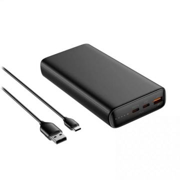 Baterie externa VEGER W2032C-100, 20000 mAh, 1x USB, 2x USB-C, negru, Power Delivery 100W, posibilitate incarcare laptop