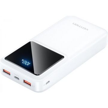 Baterie externa Vention 20000 mAh, 2x USB, 1x USB-C, 22.5W White