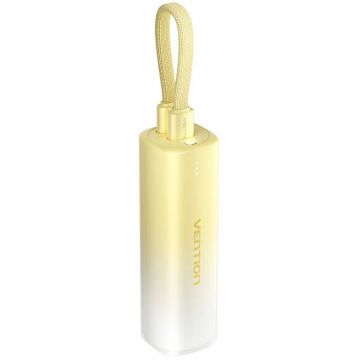 Baterie externa Vention 5000 mAh, 1x USB-C, 1x Lightning, 20W Gradient Yellow