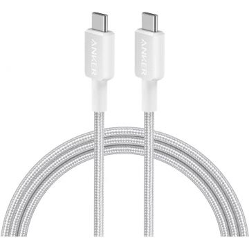 Cablu de date / adaptor Anker 322, USB-C Male la USB-C Male, PD 60W, 1.8 m, White