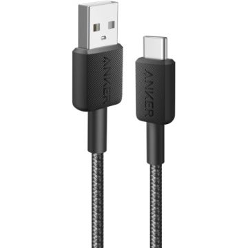 Cablu de date / adaptor Anker 322, USB Male la USB-C Male, 1.8 m, Black