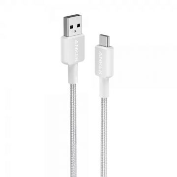 Cablu de date / adaptor Anker 322, USB Male la USB-C Male, 1.8 m, White