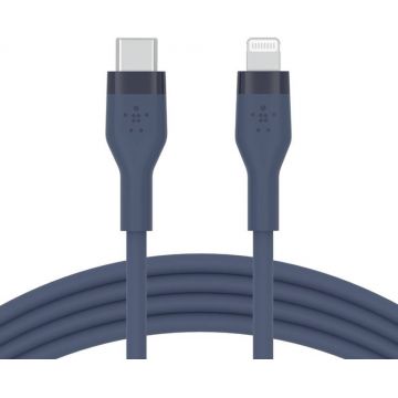 Cablu de date / adaptor Belkin BoostCharge Flex, USB-C Male la Lightning Male, MFi, 3 m, Blue