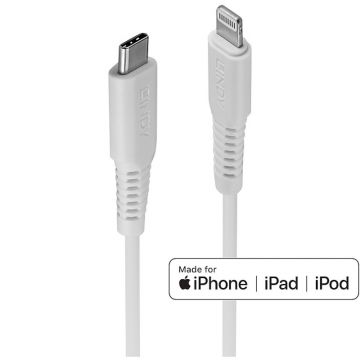 Cablu de date / adaptor LINDY USB-C Male la Lightning Male, 2 m, White