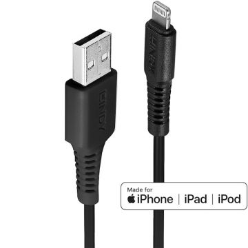 Cablu de date / adaptor LINDY USB Male la Lightning Male, 1 m, Black