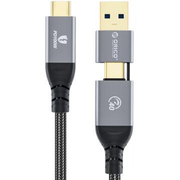 Cablu de date / adaptor Orico ACC40, USB-C Male, adaptor USB Male la USB-C Male, 1 m, Black