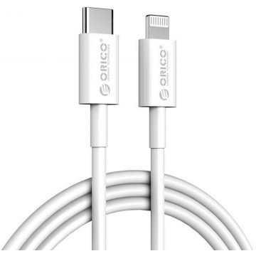 Cablu de date / adaptor Orico CL01-10, USB-C Male la Lightning Male, 1 m, White