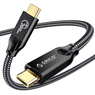 Cablu de date / adaptor Orico CM32, USB-C Male la USB-C Male, 2 m, Black, amperaj maxim suportat 5A