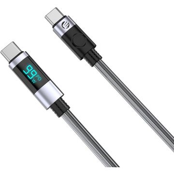 Cablu de date / adaptor Orico LDC2C cu display, USB-C Male la USB-C Male, 2 m, Black, amperaj maxim suportat 5A