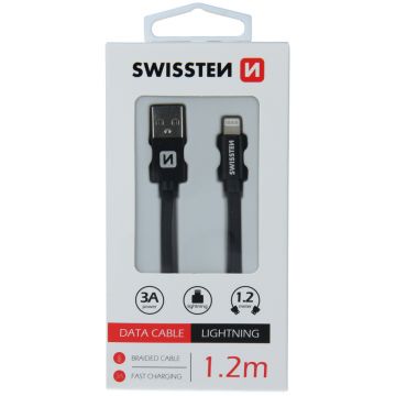 Cablu de date SWISSTEN USB / Lightning 1,2 m - black