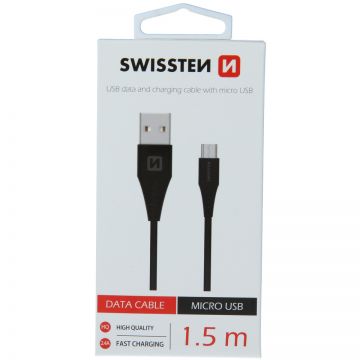 Cablu de date SWISSTEN USB / microUSB 1,5 m - black