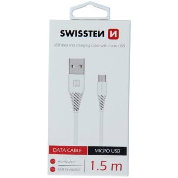 Cablu de date SWISSTEN USB / microUSB 1,5 m - white