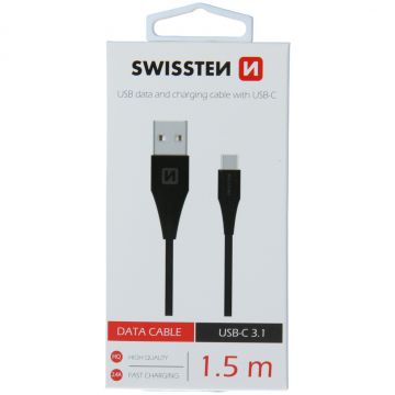 Cablu de date SWISSTEN USB / USB-C (3.1) 1,5 m - black