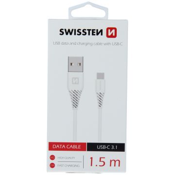 Cablu de date SWISSTEN USB / USB-C (3.1) 1,5 m - white