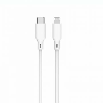 Cablu USB tip C, Lightning, PD 27W, 480 Mbps, 2 metri, alb