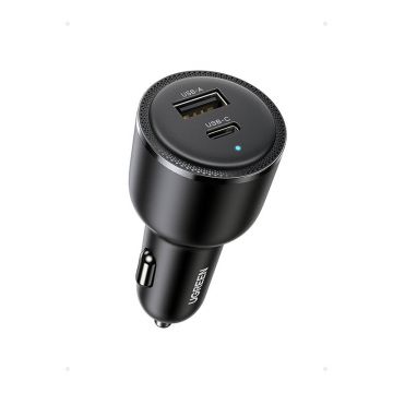 Incarcator auto UGREEN 63W 2-Port Fast Car Charger EC701, 1 x USB A, 1 x USB C, Gri