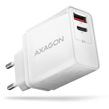 Incarcator retea AXAGON ACU-PQ22W, 1x USB, 1x USB-C, 3A, tehnologia Quick Charge 3.0, White
