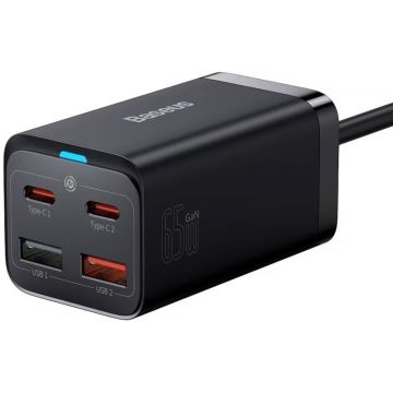 Incarcator retea Baseus GaN3 Pro, 2x USB, 2x USB-C, Quick Charge 65W, Black