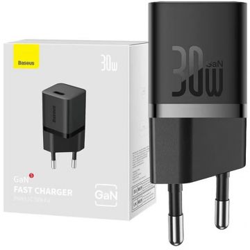 Incarcator retea Baseus GaN5, 1x USB-C, Fast Charger 30W, Black