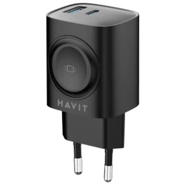 Incarcator retea Havit UC132, 1x USB, 1x USB-C, 22 W, Wireless, Black