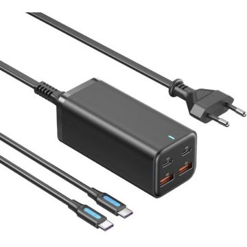 Incarcator retea Vention GaN 2x USB-C, 2x USB, 100W Black