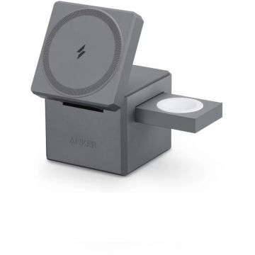 Incarcator wireless Anker 3-in-1 cube MagSafe, Fast Charging 15W, Black