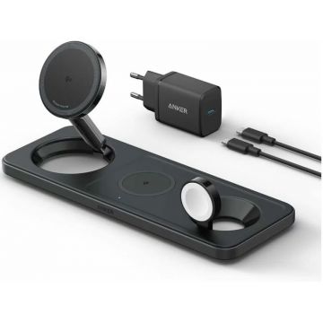 Incarcator wireless Anker 3-in-1 MagGo, Wireless Charger pentru dispozitivele Apple, Black