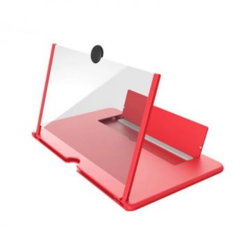 Lupa retractabila pentru telefon mobil iSEN 3D Phone Magnifying Glass Rosu, 12  , Protectie ochi, Protectie din silicon, Baza ajustabila