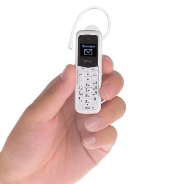 Mini telefon cu casca bluetooth wireless dual sim BM50 GTStar alb