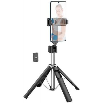 Selfie stick Hoco K18 Universal, Black, conectare Bluetooth