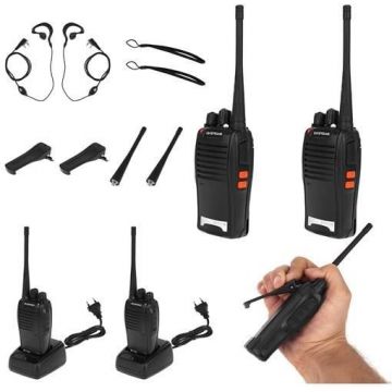 Statii emisie receptie, raza actiune 6 km, casti, reincarcabila 1500mAh, lanterna, negru