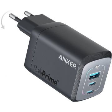 Anker Incarcator retea Anker GaN Prime, 67W, ActiveShield™ 2.0, 2x USB-C, 1x USB-A, Negru
