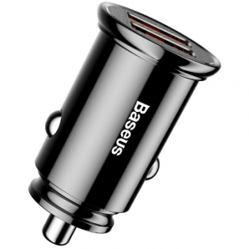 BASEUS Incarcator auto Baseus Circular, 2x USB-A, Quick Charge 3.0, SPC AFC 30W, Negru