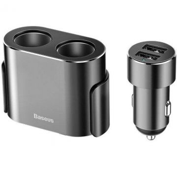 BASEUS Incarcator auto Baseus CRDYQ-01, High Efficiency, 2x USB, Grey