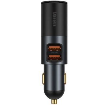 BASEUS Incarcator auto Baseus Share Together, 2xUSB, cu port de expansiune pentru bricheta, 120W, Quick Charge, Negru