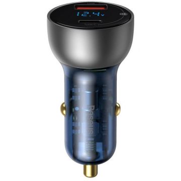 BASEUS Incarcator auto, Baseus, USB + USB-C, 5 A, 65 W, Multicolor