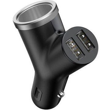 BASEUS Incarcator Auto Baseus Y-Type CCALL-YX01 cu Extensie Bricheta 2xUsb 3.4A, Black