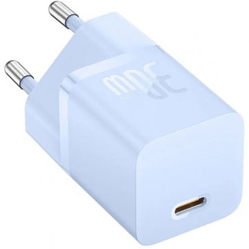 BASEUS INCARCATOR retea Baseus GaN5 Pro, Quick Charge 30W, 1 x USB Type-C, Include cablu USB Type-C la USB Type-C 100W 1m, Albastru P10110902313-00