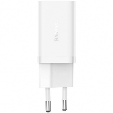 BASEUS Incarcator retea Baseus GaN5 Pro, Quick Charge 40W, 2 x USB Type-C, alb