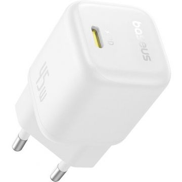 BASEUS Incarcator retea Baseus PicoGo GaN, Quick Charge 45W, 1 x USB Type-C 5V/3.0A, alb