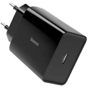 BASEUS Incarcator retea Baseus Speed Mini, Quick Charge 20W, 1 x USB Type-C 5V/3A max, Negru