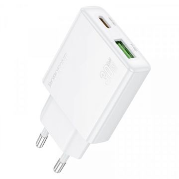 Borofone Incarcator Retea Borofone BN25 Wish, 30W, 3A, 1 x USB-A - 1 x USB-C, Alb